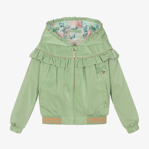 Le Chic-Girls Green Hooded Jacket | Childrensalon Outlet