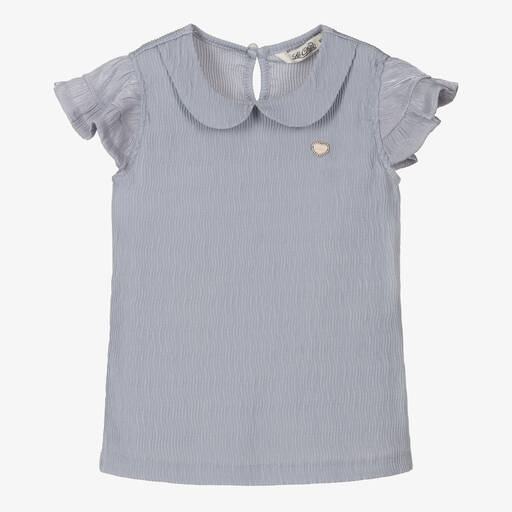 Le Chic-Girls Grey Crinkle Blouse | Childrensalon Outlet