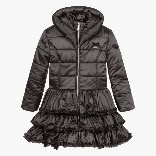 Le Chic-Серое пуховое пальто с рюшами для девочек | Childrensalon Outlet