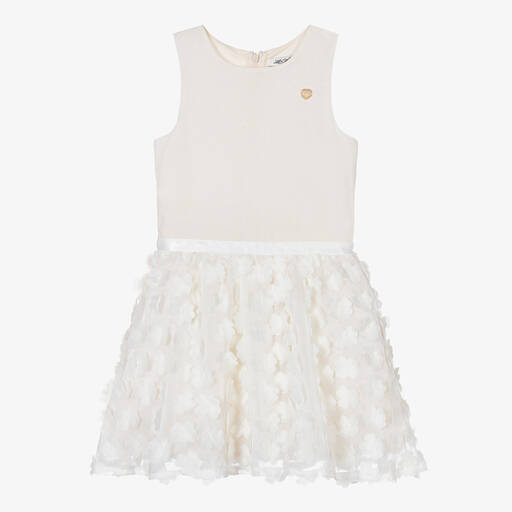 Le Chic-Girls Ivory Chiffon Flower Dress | Childrensalon Outlet