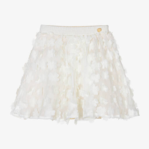 Le Chic-Girls Ivory Chiffon Flower Skirt | Childrensalon Outlet