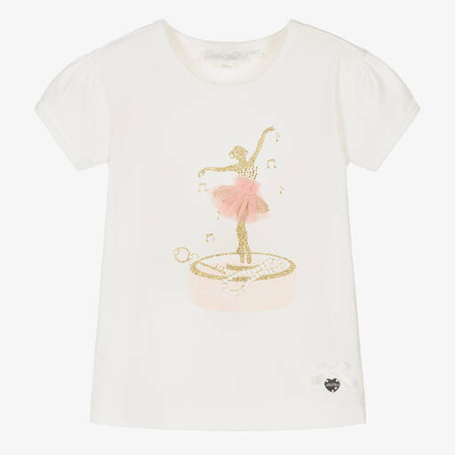 Le Chic-T-shirt ivoire en coton ballerine | Childrensalon Outlet
