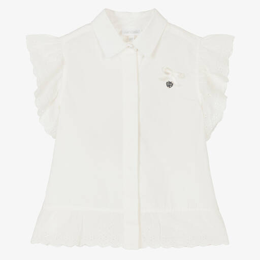 Le Chic-Girls Ivory Cotton Blouse | Childrensalon Outlet