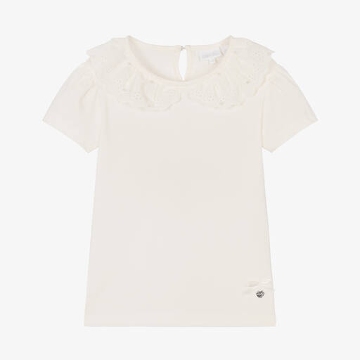 Le Chic-Girls Ivory Cotton T-Shirt | Childrensalon Outlet
