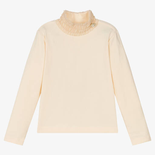 Le Chic-Girls Ivory Cotton Turtleneck Top | Childrensalon Outlet