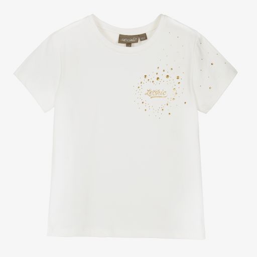 Le Chic-Girls Ivory Diamanté T-Shirt | Childrensalon Outlet