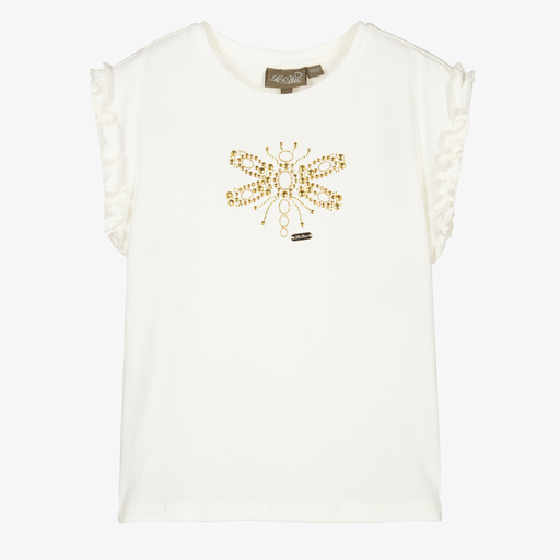 Le Chic-Кремовая футболка со стразами для девочек | Childrensalon Outlet