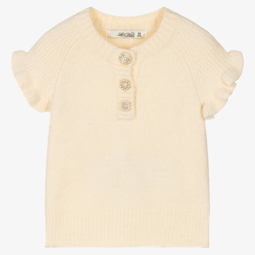 Le Chic-Pull ivoire en maille fille  | Childrensalon Outlet