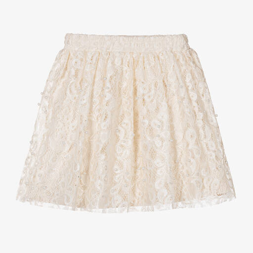 Le Chic-Girls Ivory Lace & Faux Pearl Skirt | Childrensalon Outlet