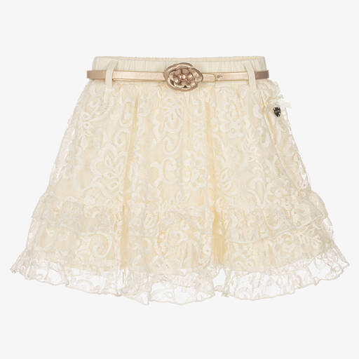 Le Chic-Кремовая кружевная юбка для девочек | Childrensalon Outlet