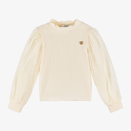 Le Chic-Girls Ivory Puffed Sleeve Turtleneck Top | Childrensalon Outlet