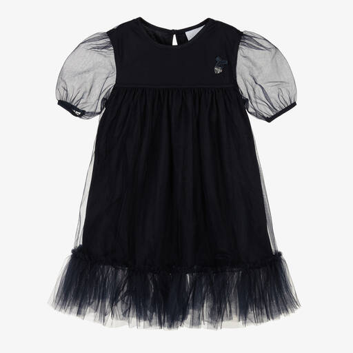 Le Chic-Girls Navy Blue Tulle Dress | Childrensalon Outlet