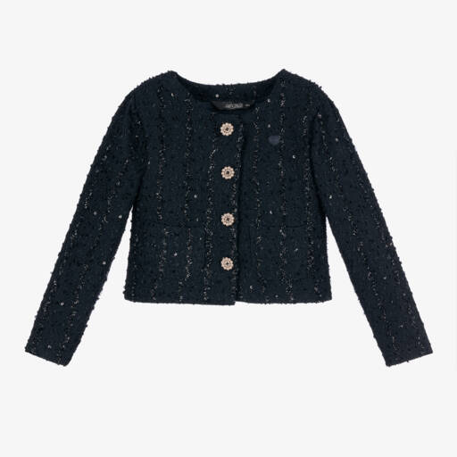 Le Chic-Girls Navy Sequin Jacket | Childrensalon Outlet