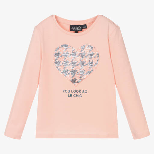 Le Chic-Girls Pink Cotton Heart Top | Childrensalon Outlet