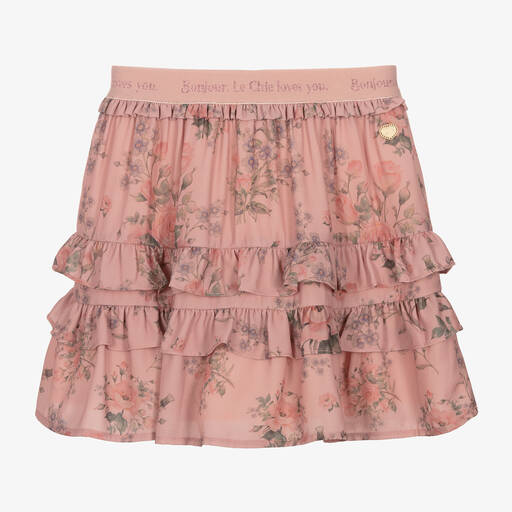 Le Chic-Girls Pink Floral Skirt | Childrensalon Outlet