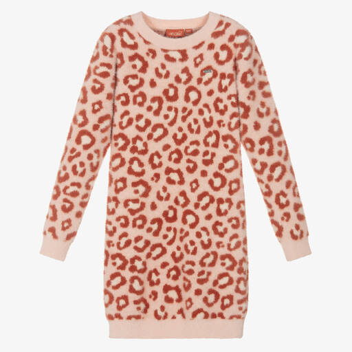 Le Chic-Girls Pink Fluffy Leopard Dress | Childrensalon Outlet