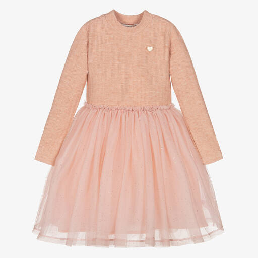 Le Chic-Розовое платье из джерси и тюля  | Childrensalon Outlet