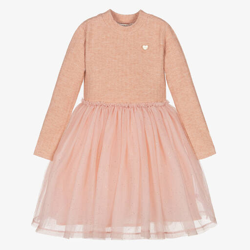 Le Chic-Розовое платье из джерси и тюля | Childrensalon Outlet