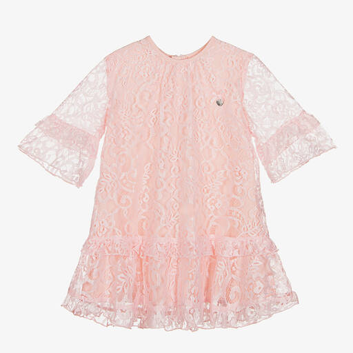 Le Chic-Girls Pink Lace Ruffle Dress | Childrensalon Outlet