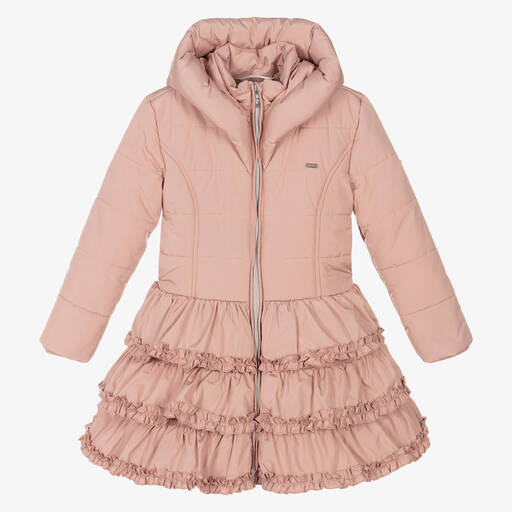 Le Chic-معطف بافر هودي لون زهري للبنات | Childrensalon Outlet