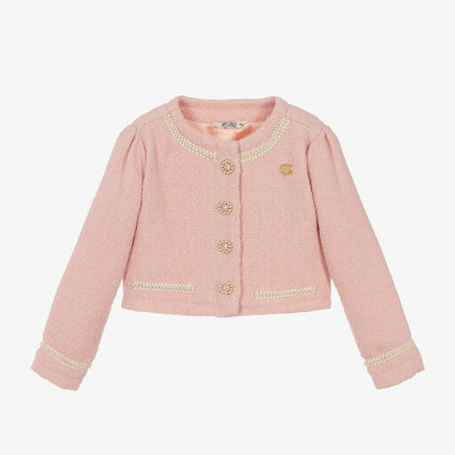Le Chic-جاكيت تويد لون زهري للبنات | Childrensalon Outlet