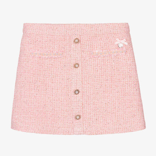Le Chic-Girls Pink Tweed Skirt | Childrensalon Outlet