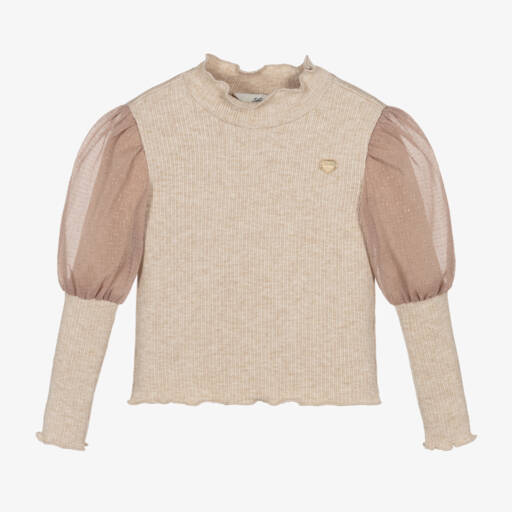 Le Chic-Girls Ribbed Beige Turtleneck | Childrensalon Outlet
