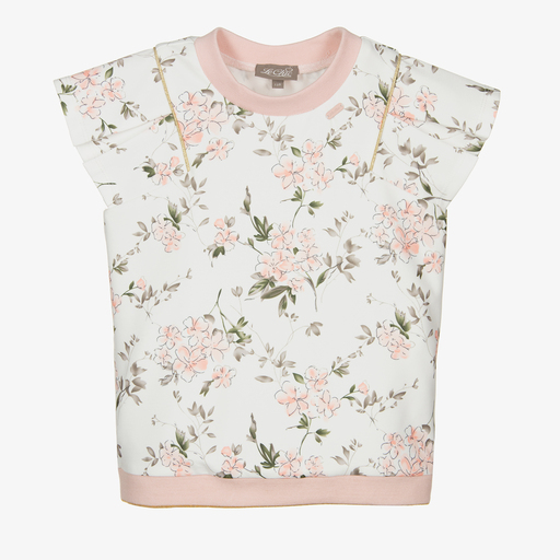Le Chic-Бело-розовый топ в цветочек для девочек | Childrensalon Outlet