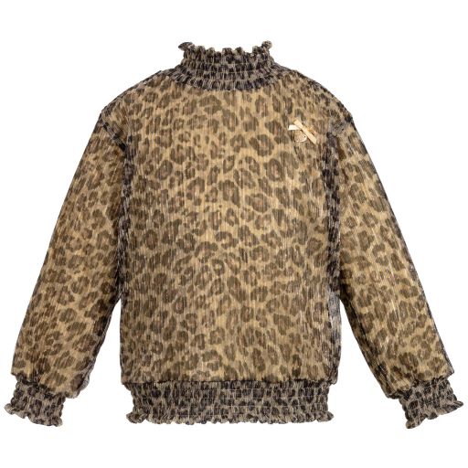 Le Chic-Gold Leopard Chiffon Blouse | Childrensalon Outlet