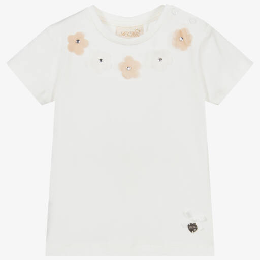 Le Chic-Ivory Organic Cotton T-Shirt | Childrensalon Outlet