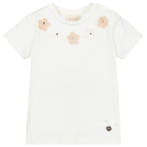 Le Chic-Ivory Organic Cotton T-Shirt | Childrensalon Outlet
