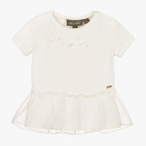 Le Chic-Ivory Organic Cotton T-Shirt | Childrensalon Outlet