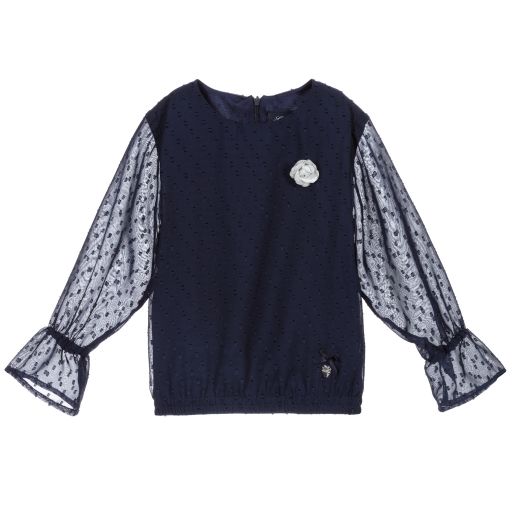 Le Chic-Navyblaue Chiffonbluse  | Childrensalon Outlet