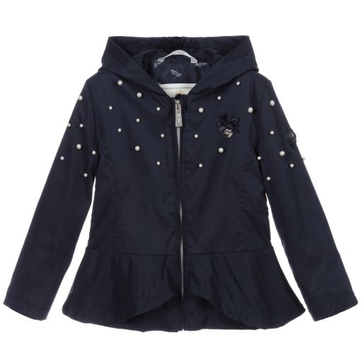 Le Chic-Navy Blue Hooded Jacket  | Childrensalon Outlet