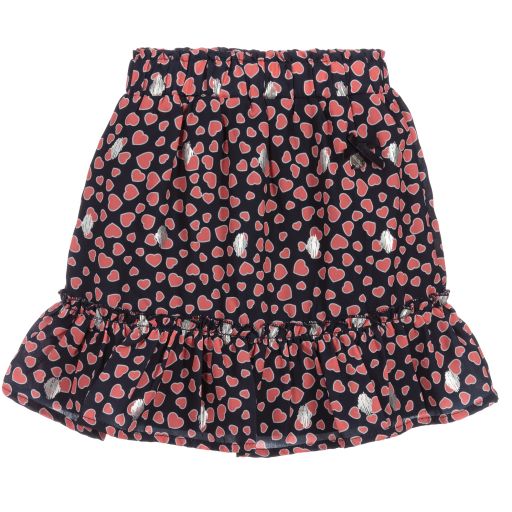 Le Chic-Navy Blue & Red Heart Skirt | Childrensalon Outlet