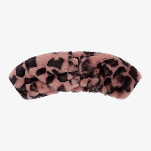 Le Chic-Pink Leopard Faux Fur Headband | Childrensalon Outlet