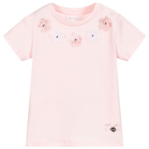 Le Chic-Pink Organic Cotton T-Shirt | Childrensalon Outlet