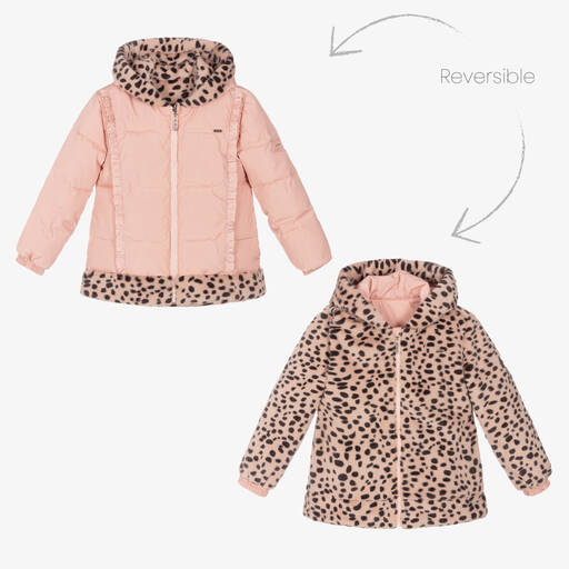 Le Chic-جاكيت بوجهين مبطن لون زهري للبنات | Childrensalon Outlet