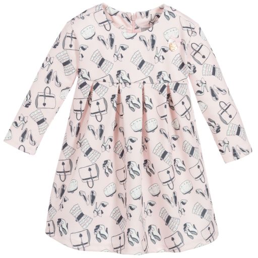 Le Chic-Pink Shoe Print Jersey Dress | Childrensalon Outlet