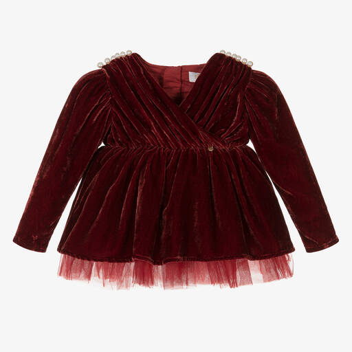 Le Mu-Красное бархатное платье для малышек | Childrensalon Outlet