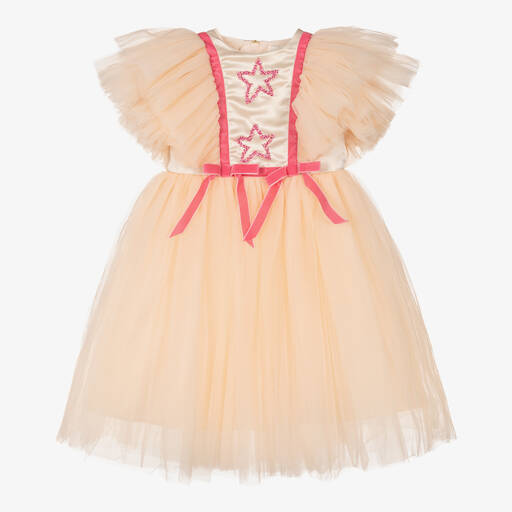 Le Mu-Girls Pastel Pink Tulle Star Dress | Childrensalon Outlet