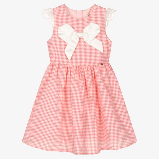 Le Mu-Girls Pink Check Dress | Childrensalon Outlet