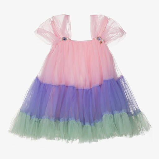 Le Mu-Girls Pink & Purple Tulle Dress | Childrensalon Outlet