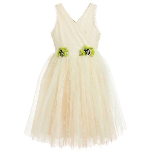 Le Mu-Green Tulle & Lace Dress | Childrensalon Outlet