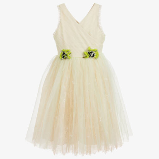 Le Mu-Green Tulle & Lace Dress | Childrensalon Outlet