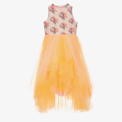 Le Mu-Orange & Pink Jacquard Dress | Childrensalon Outlet