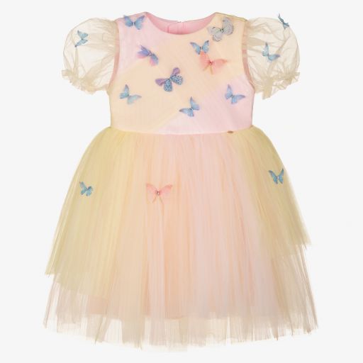 Le Mu-Розово-желтое платье из тюля | Childrensalon Outlet