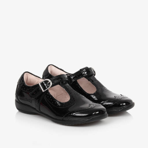 Lelli Kelly-Girls Elegant Black Glossy T-Strap Flats | Childrensalon Outlet