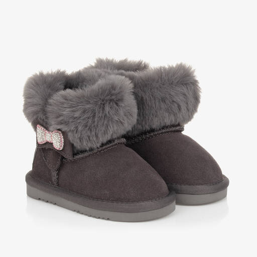 Lelli Kelly-Girls Grey Suede Fur-Lined Boots | Childrensalon Outlet