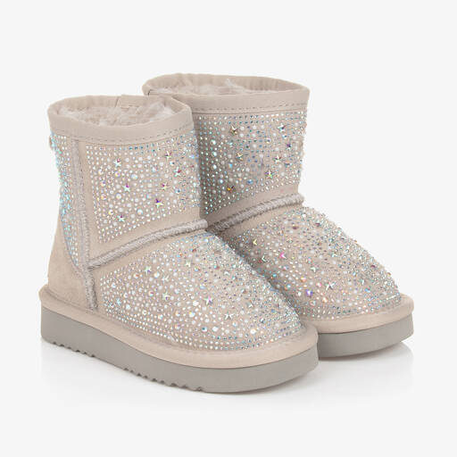 Lelli Kelly-Girls Pale Grey Sparkly Suede Boots | Childrensalon Outlet
